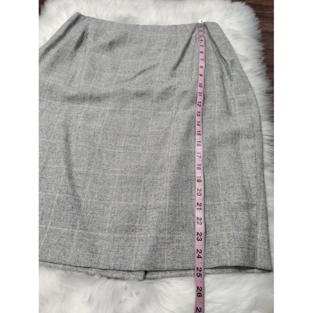 NWT VTG Linda Allard Ellen Tracy Pencil Skirt Women's 14 White Black Plaid Silk - Picture 13 of 13